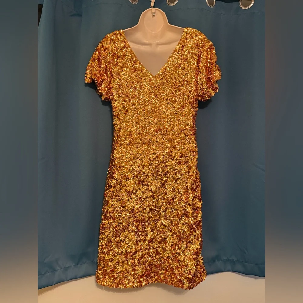 Anna KACI Gold Sequin Midi Dress - Picture 5 of 6